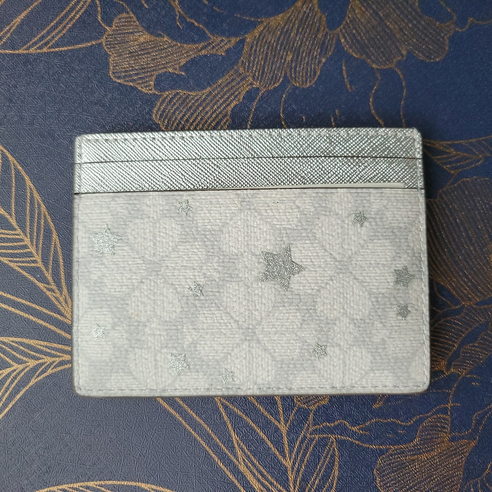 Kate Spade NWT Silver Card Holder - flower star KJ953 - Picture 3 of 4